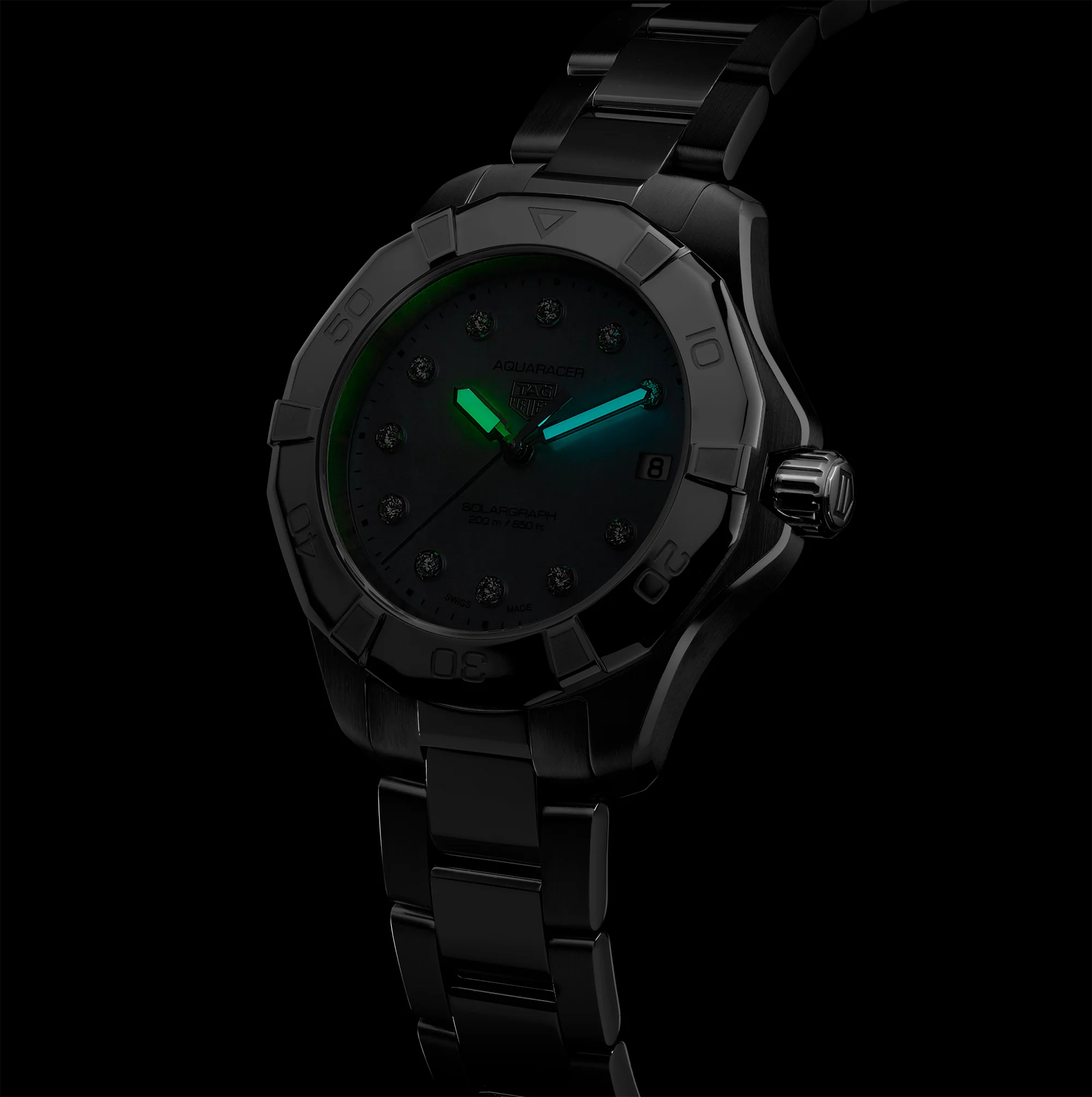 TAG Heuer Aquaracer Professional 200 Solargraph Watch with Diamonds - Image 7