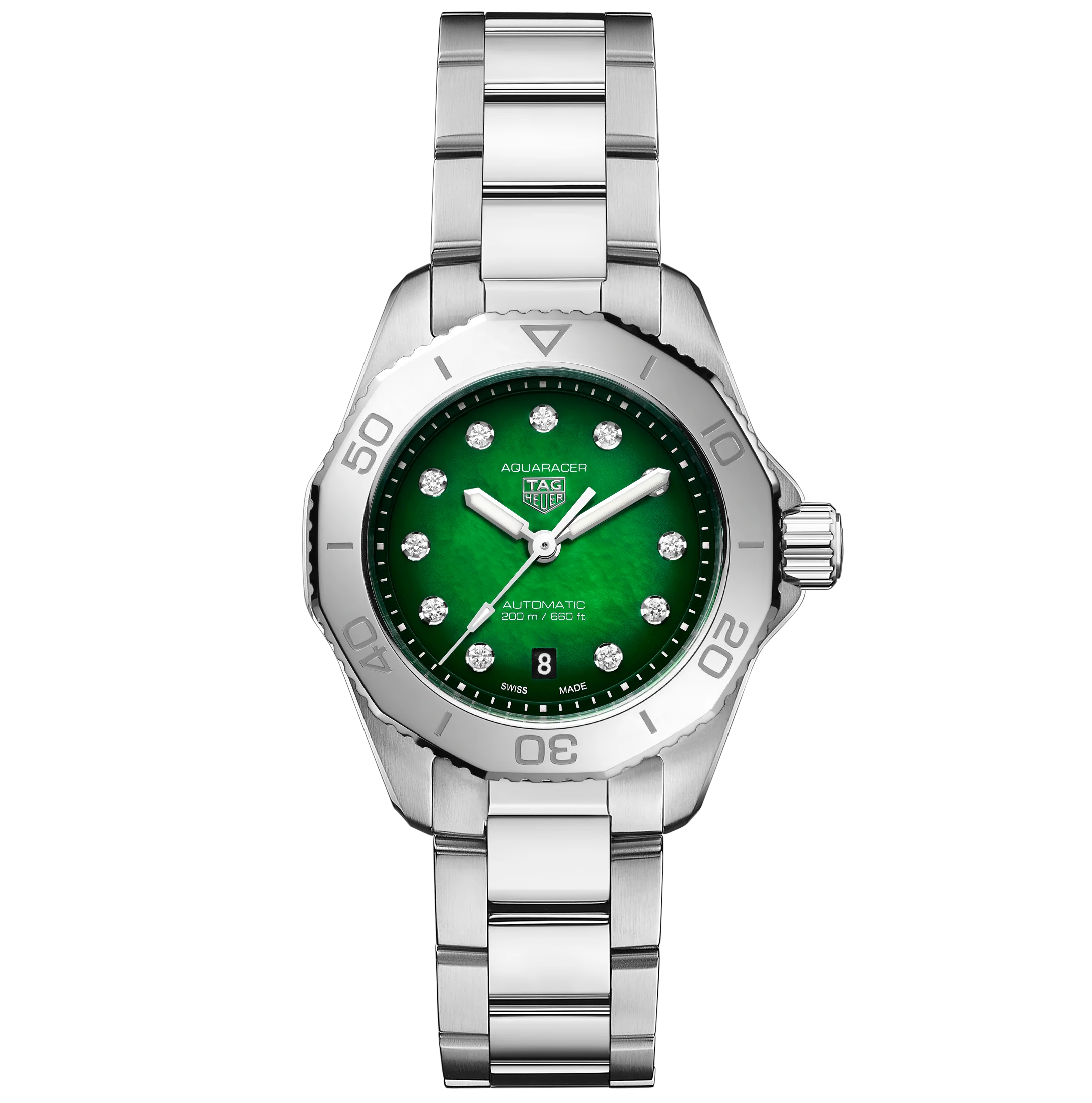 TAG Heuer Aquaracer Professional 200 Watch with Green Mother of Pearl Dial