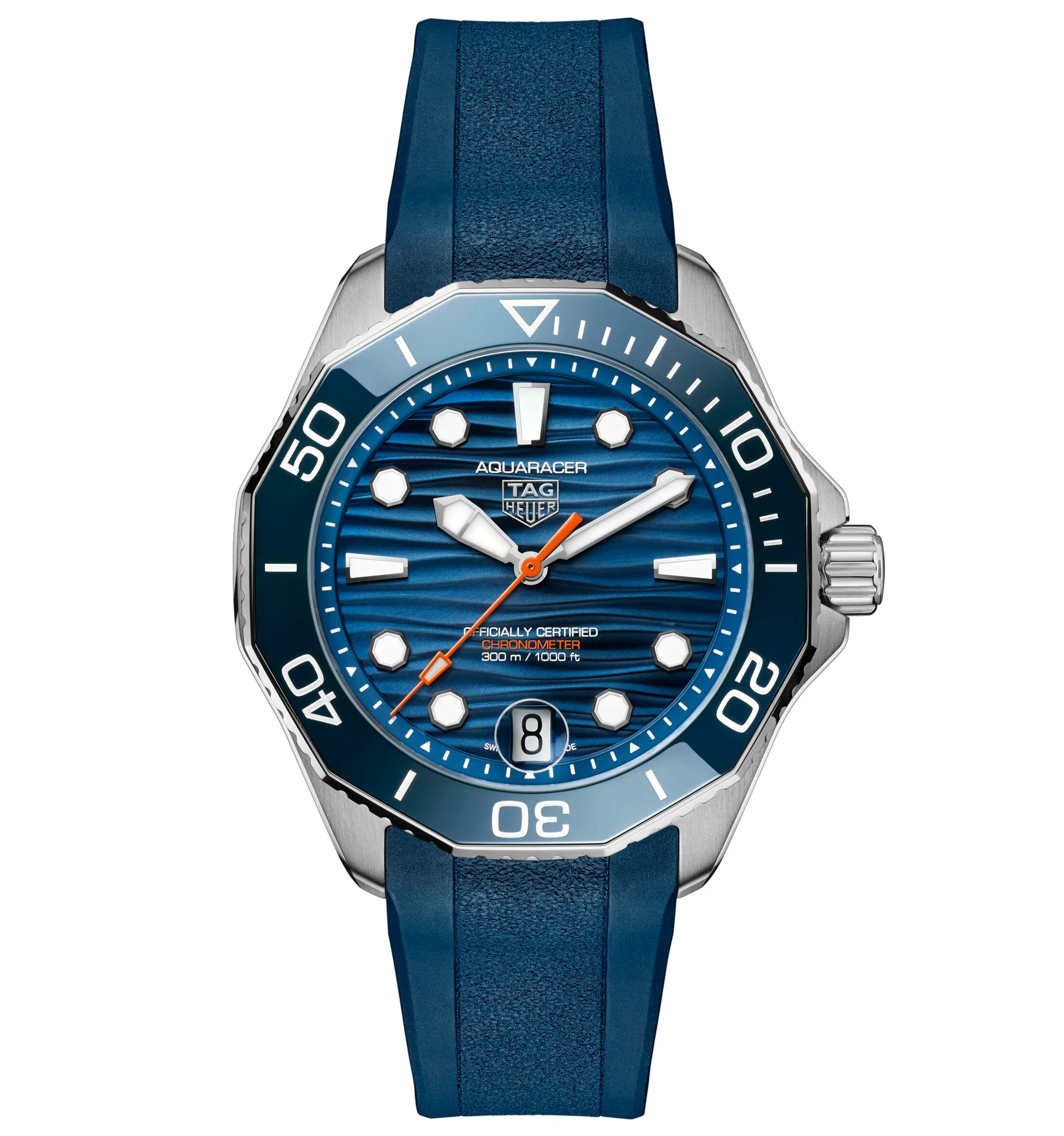 TAG Heuer Aquaracer Professional 300 Date Watch with Blue Rubber Strap