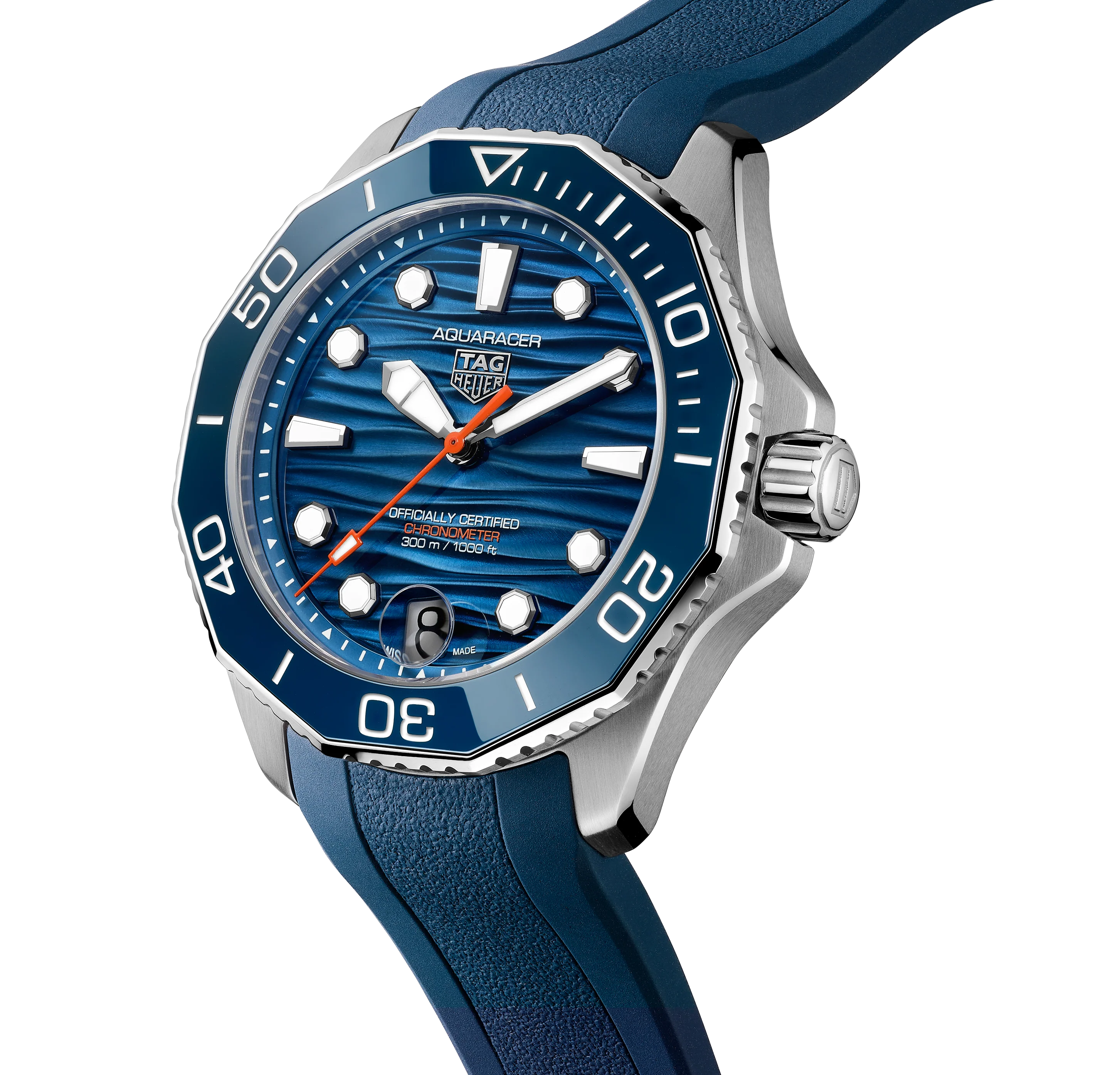 TAG Heuer Aquaracer Professional 300 Date Watch with Blue Rubber Strap - Image 2