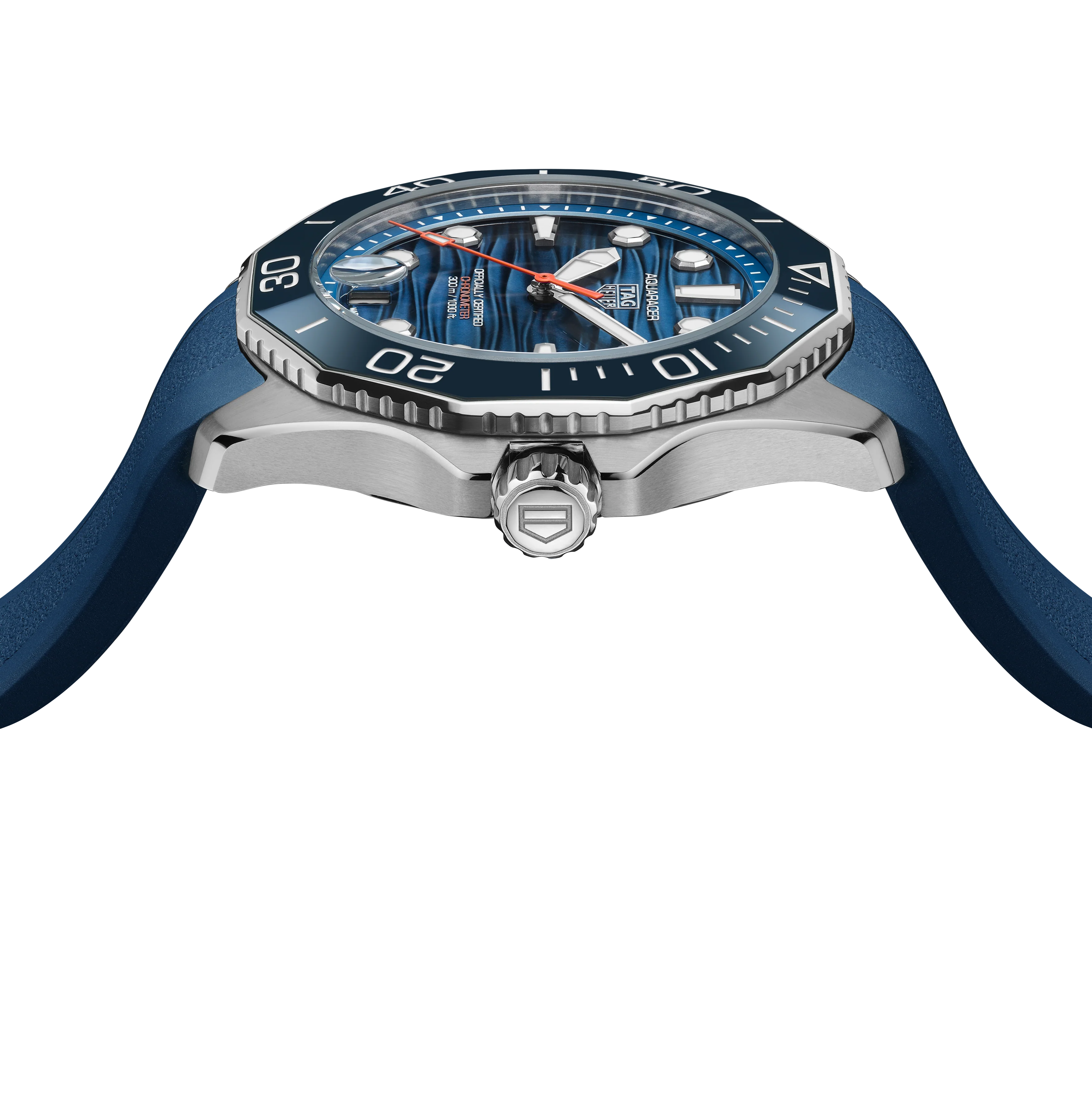 TAG Heuer Aquaracer Professional 300 Date Watch with Blue Rubber Strap - Image 5