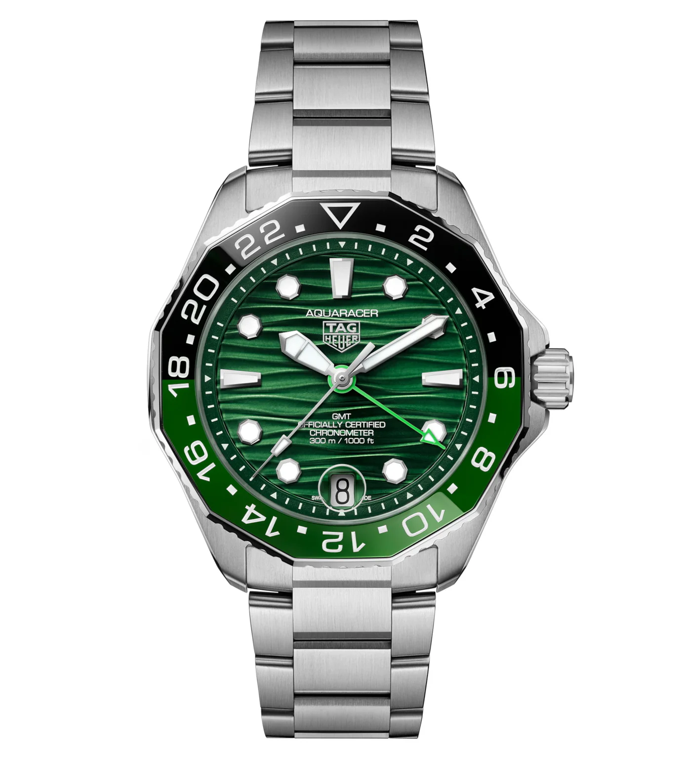 TAG Heuer Aquaracer Professional 300 GMT Watch with Green Dial