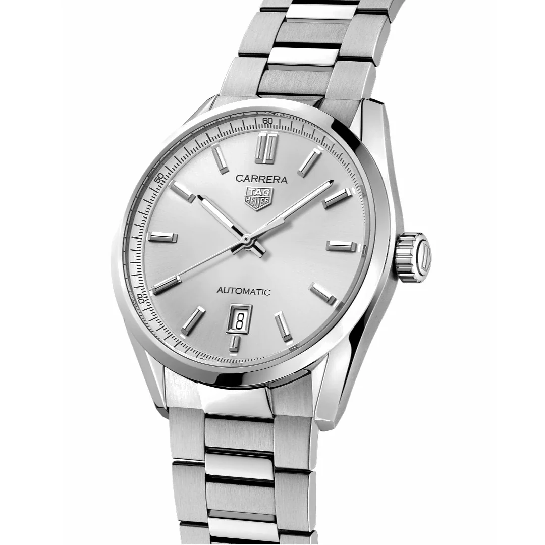 TAG Heuer Carrera Calibre 5 Automatic Men's Silver Dial & Steel Watch, 39mm - Image 2