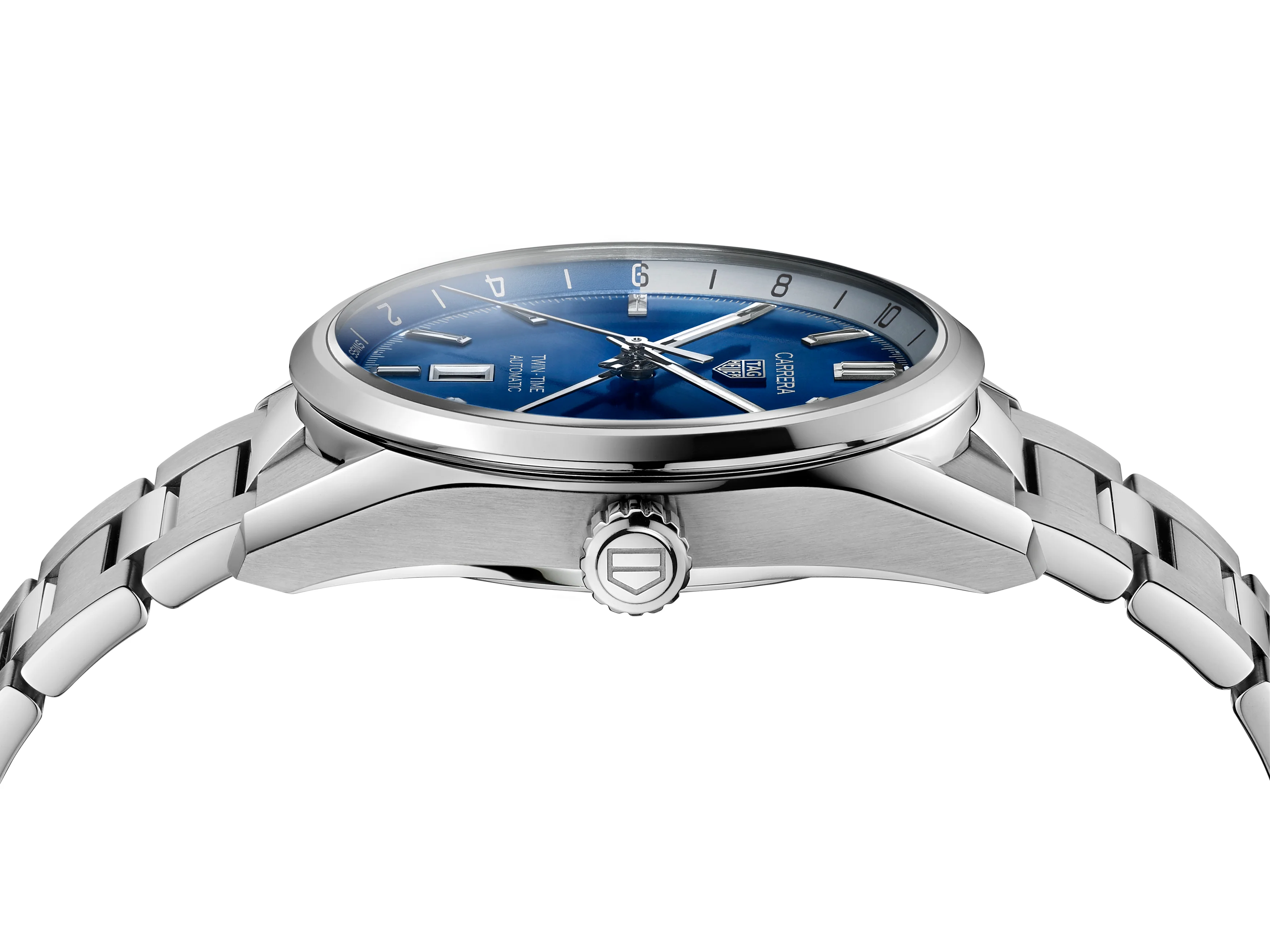 TAG Heuer Carrera Calibre 7 Twin Time Automatic Men's Blue Dial Watch, 41mm - Image 3