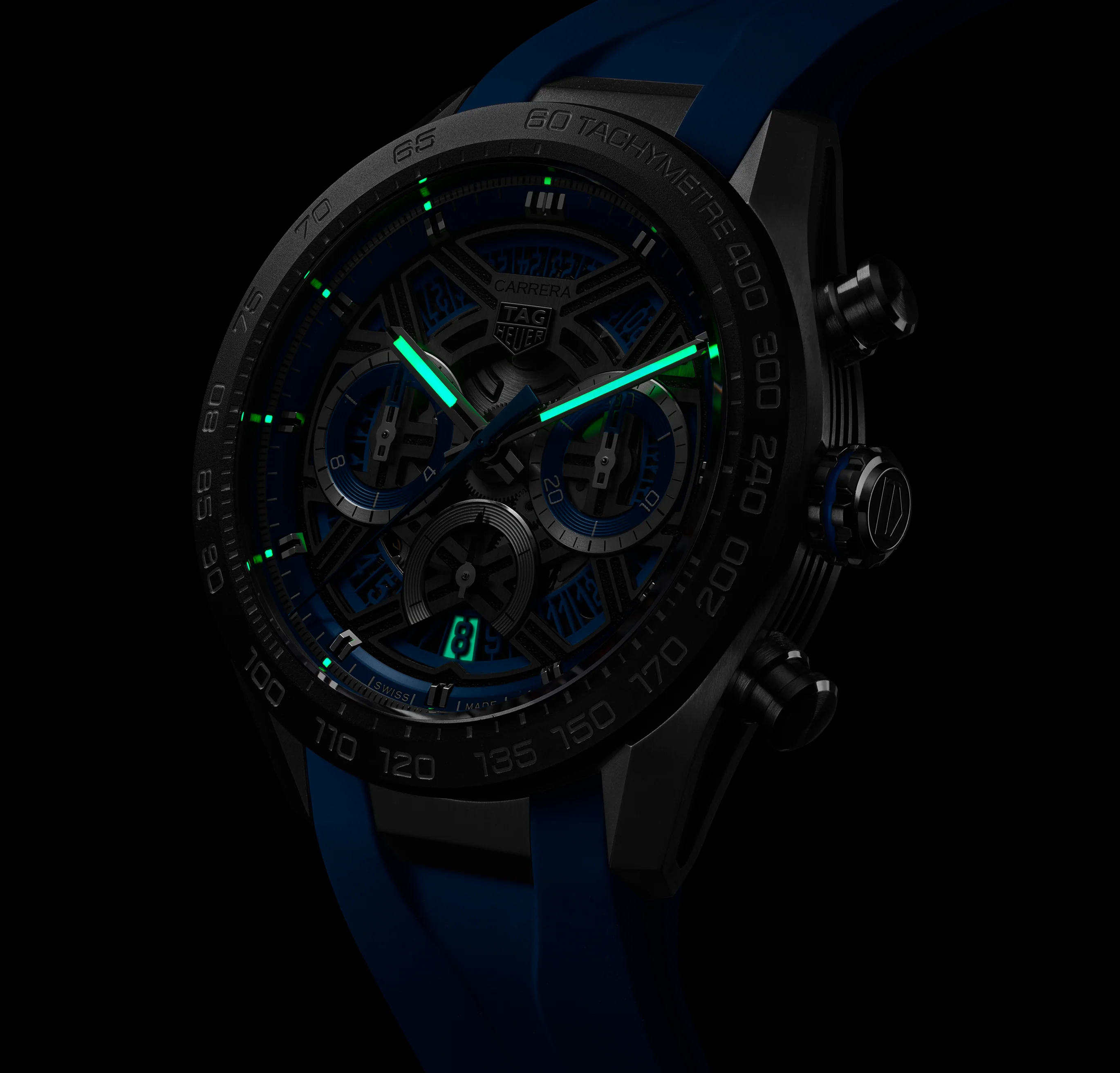 TAG Heuer Carrera Chronograph Extreme Sport Watch with Blue Rubber Strap - Image 8
