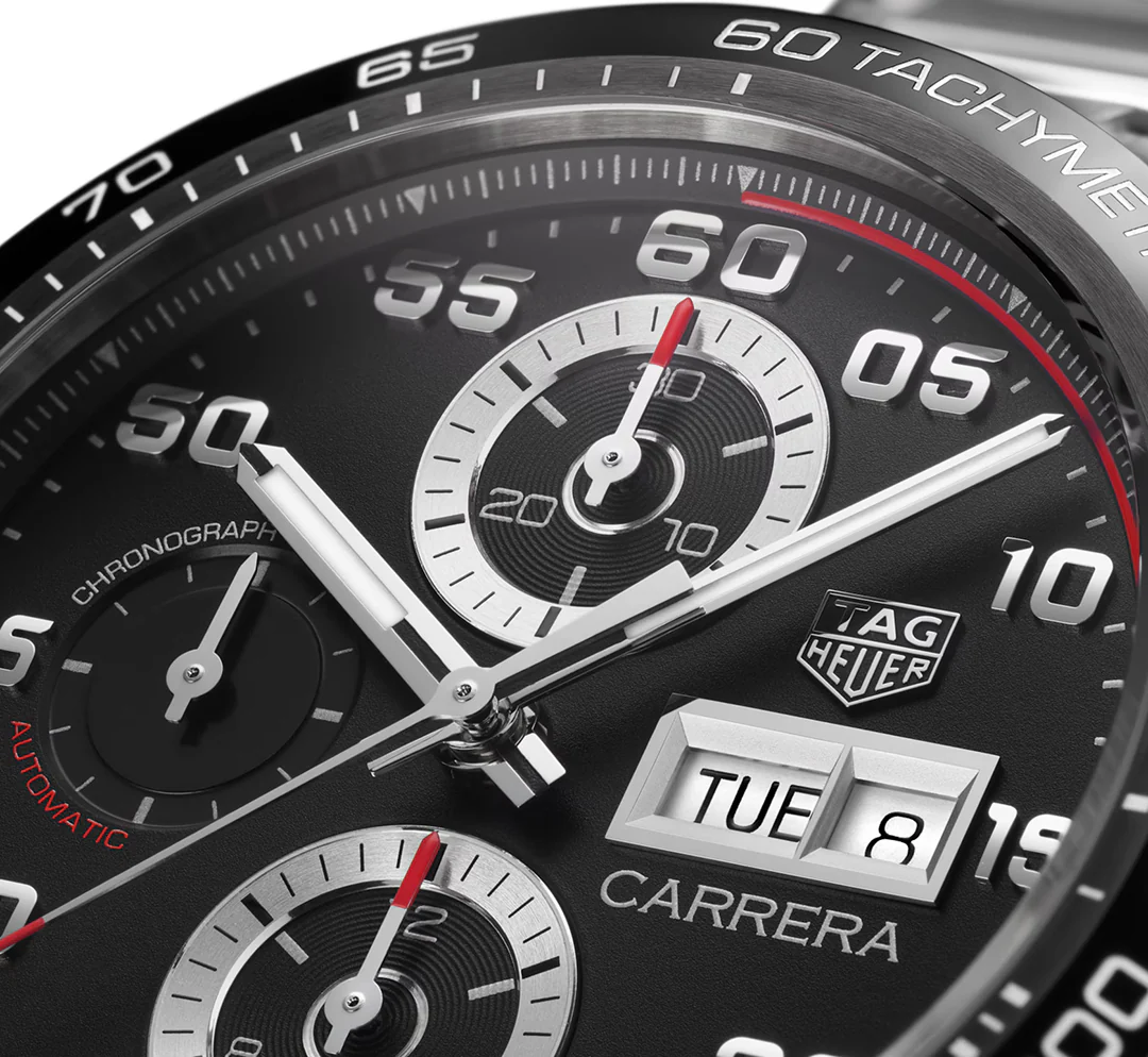 TAG Heuer Carrera Chronograph Watch with Black Dial - Image 4