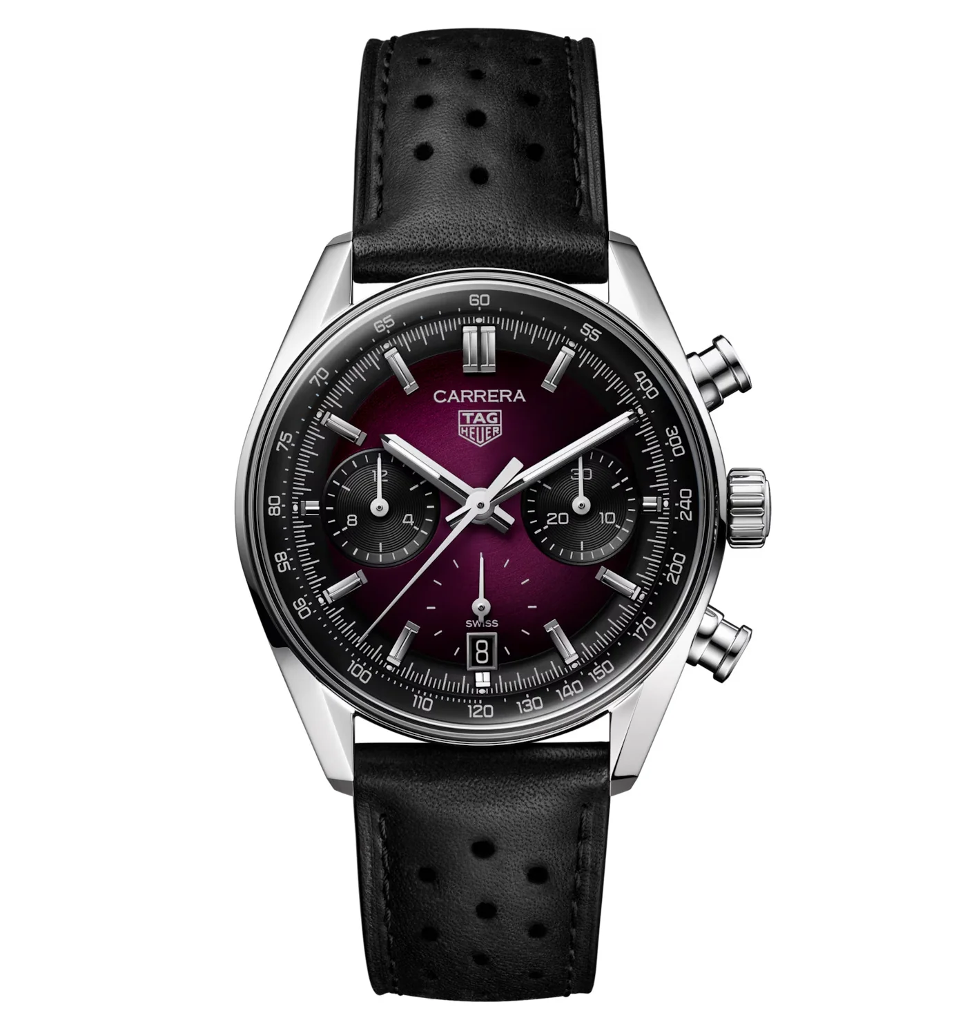 TAG Heuer Carrera Chronograph Watch with Black Leather Strap