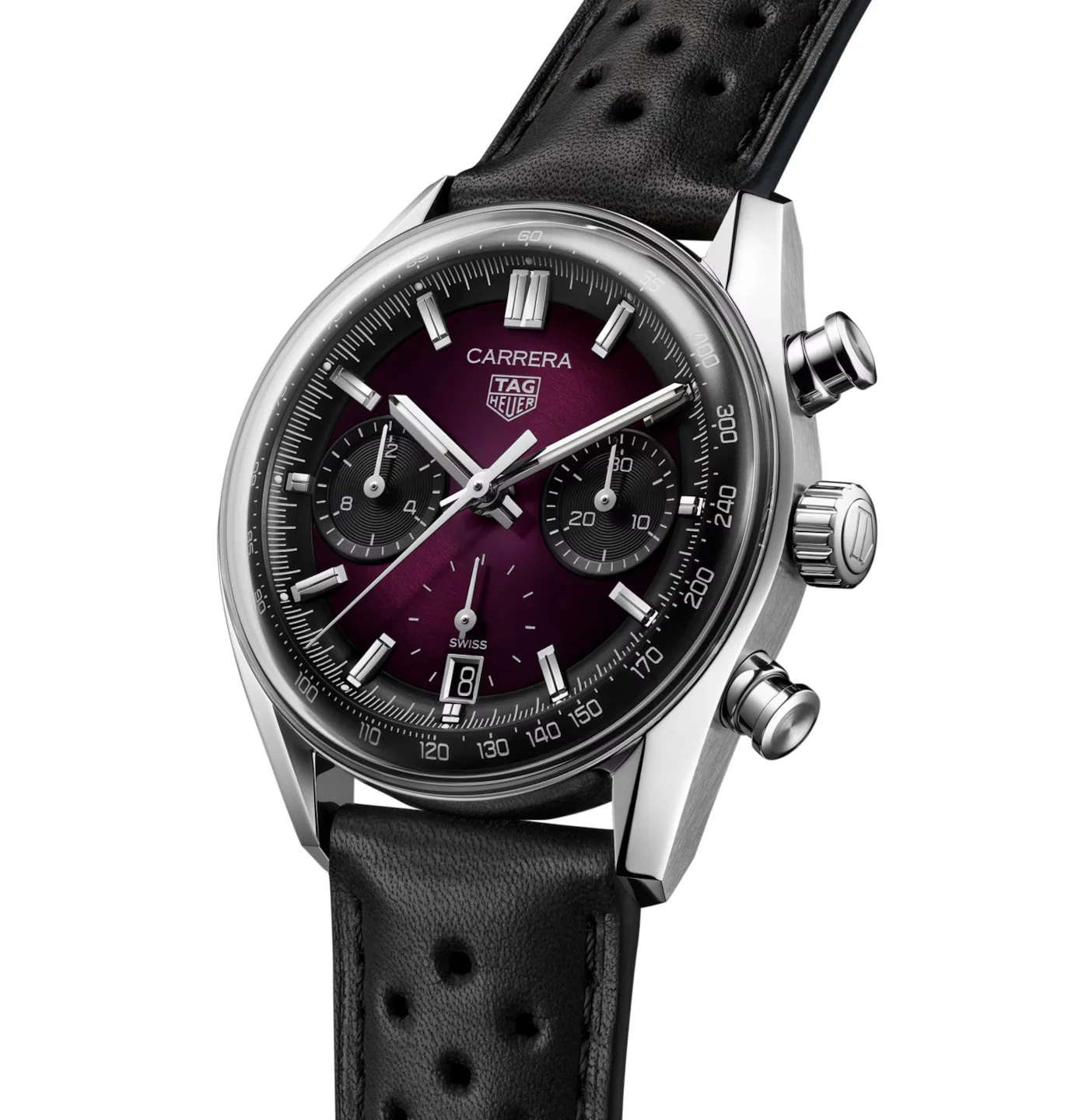 TAG Heuer Carrera Chronograph Watch with Black Leather Strap - Image 2