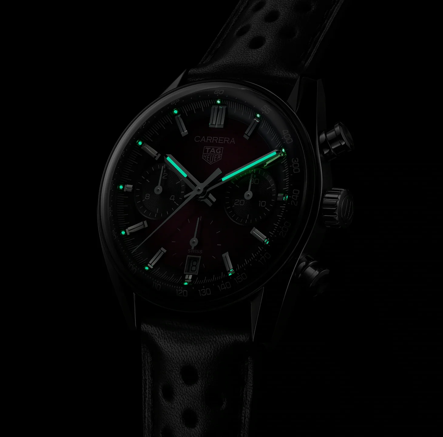 TAG Heuer Carrera Chronograph Watch with Black Leather Strap - Image 6