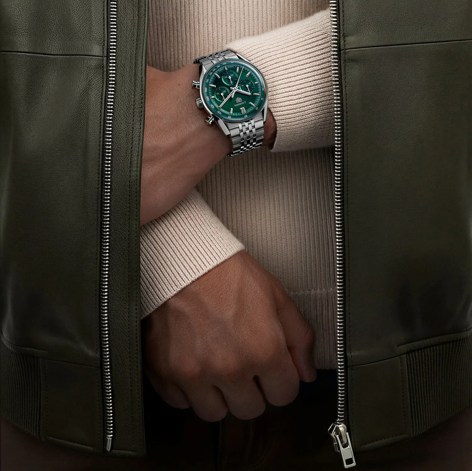 TAG Heuer Carrera Chronograph Watch with Green Dial - Image 3