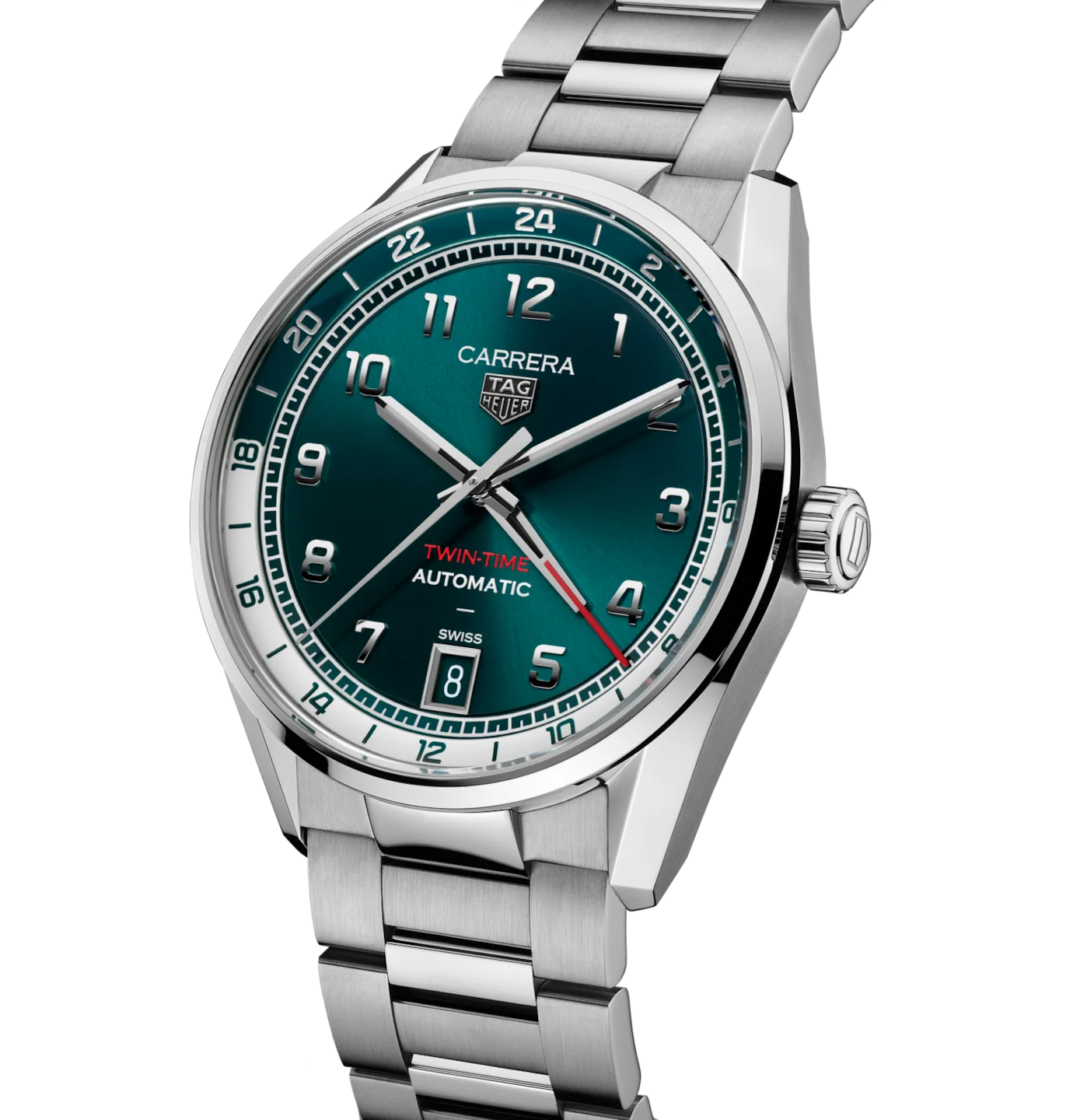 TAG Heuer Carrera Date Twin-Time Watch with Green Dial - Image 2