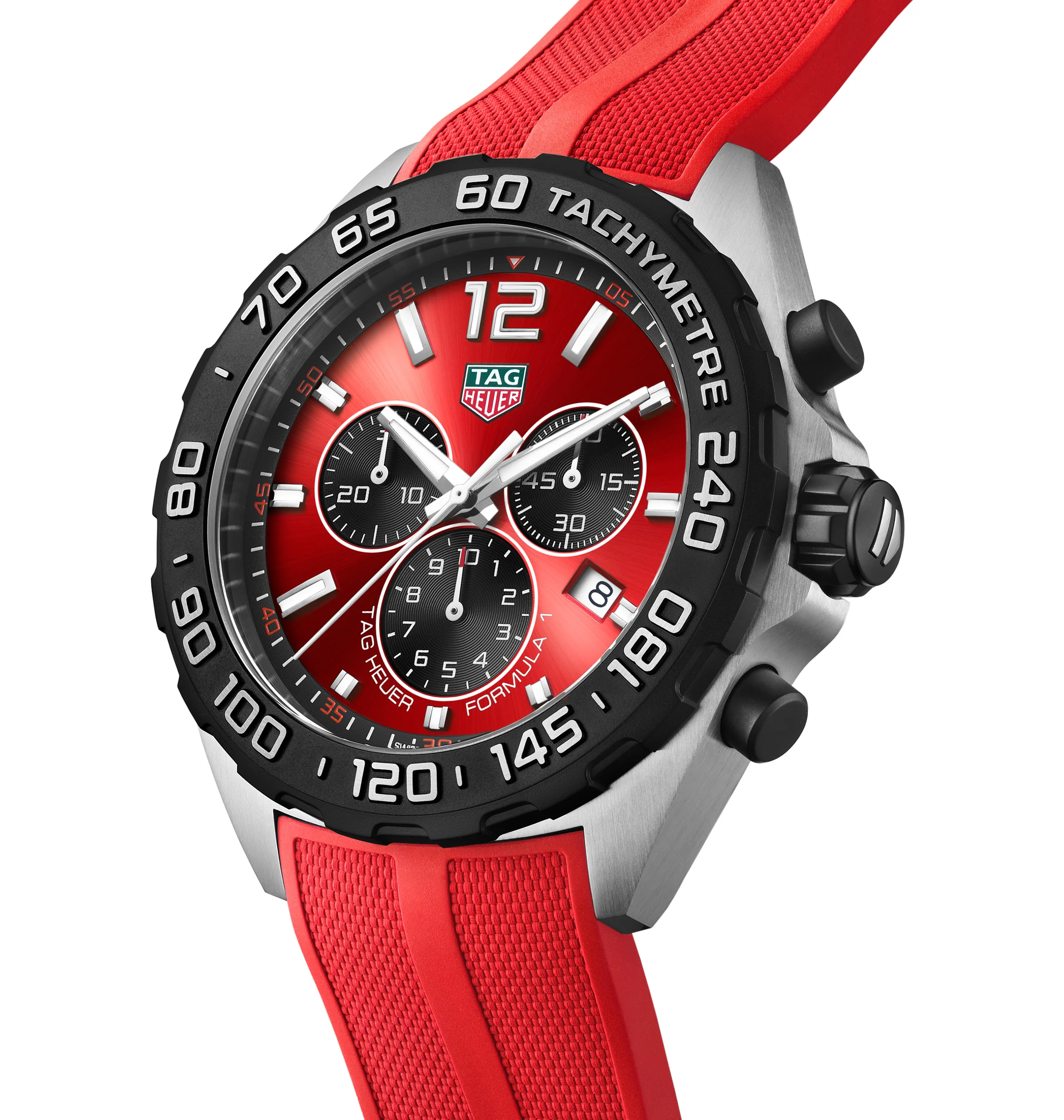 TAG Heuer Formula 1 Men's Quartz Chronograph Red Dial and Rubber Strap Watch - Image 3