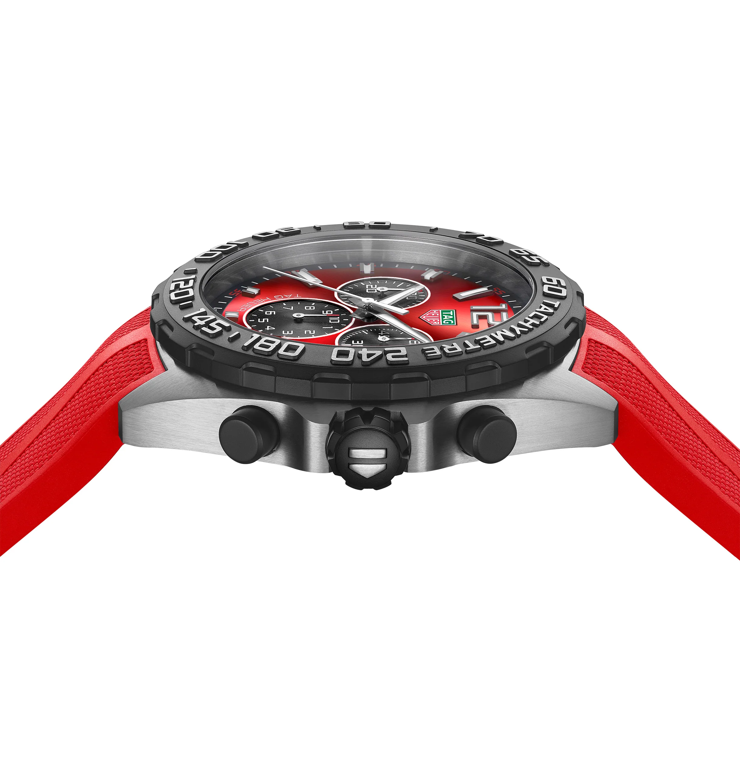 TAG Heuer Formula 1 Men's Quartz Chronograph Red Dial and Rubber Strap Watch - Image 4