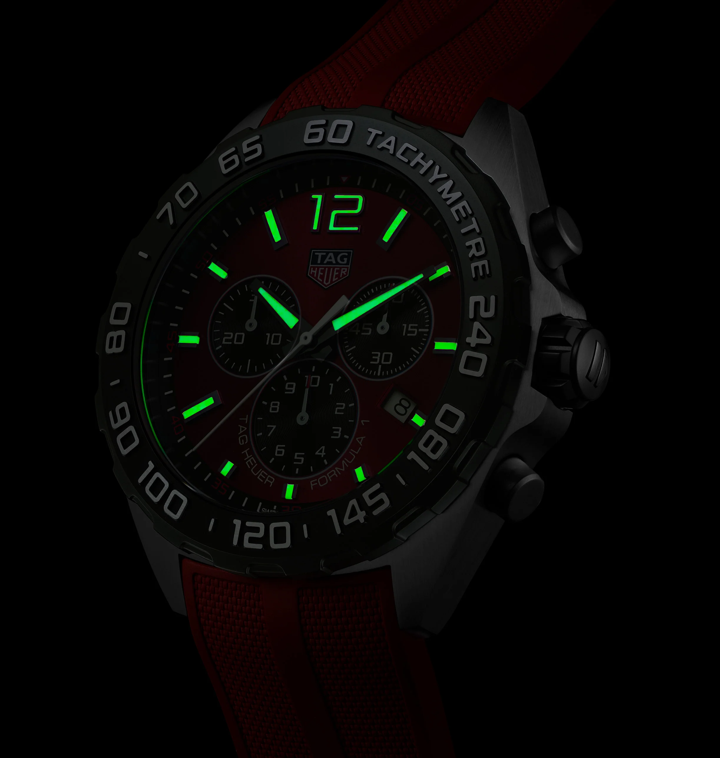 TAG Heuer Formula 1 Men's Quartz Chronograph Red Dial and Rubber Strap Watch - Image 8