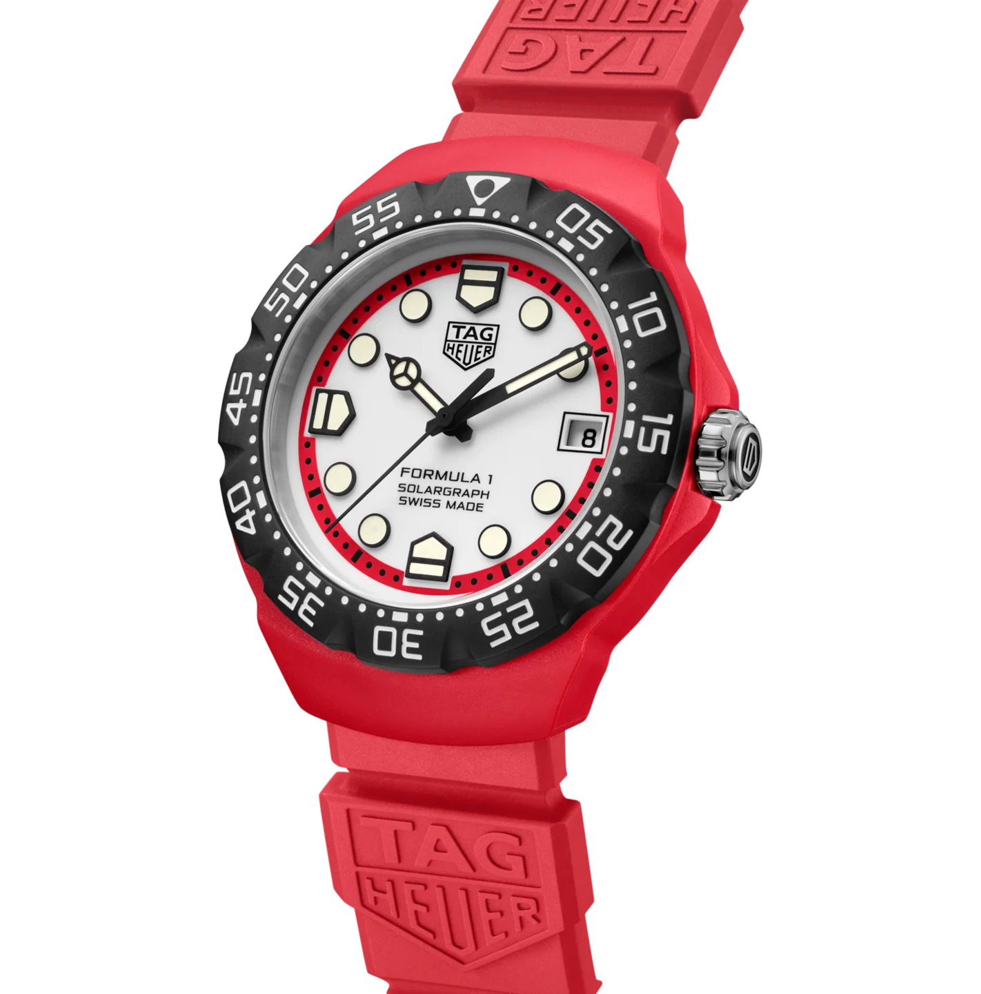 TAG Heuer Formula 1 Solargraph Watch with Red Rubber Strap - Image 2