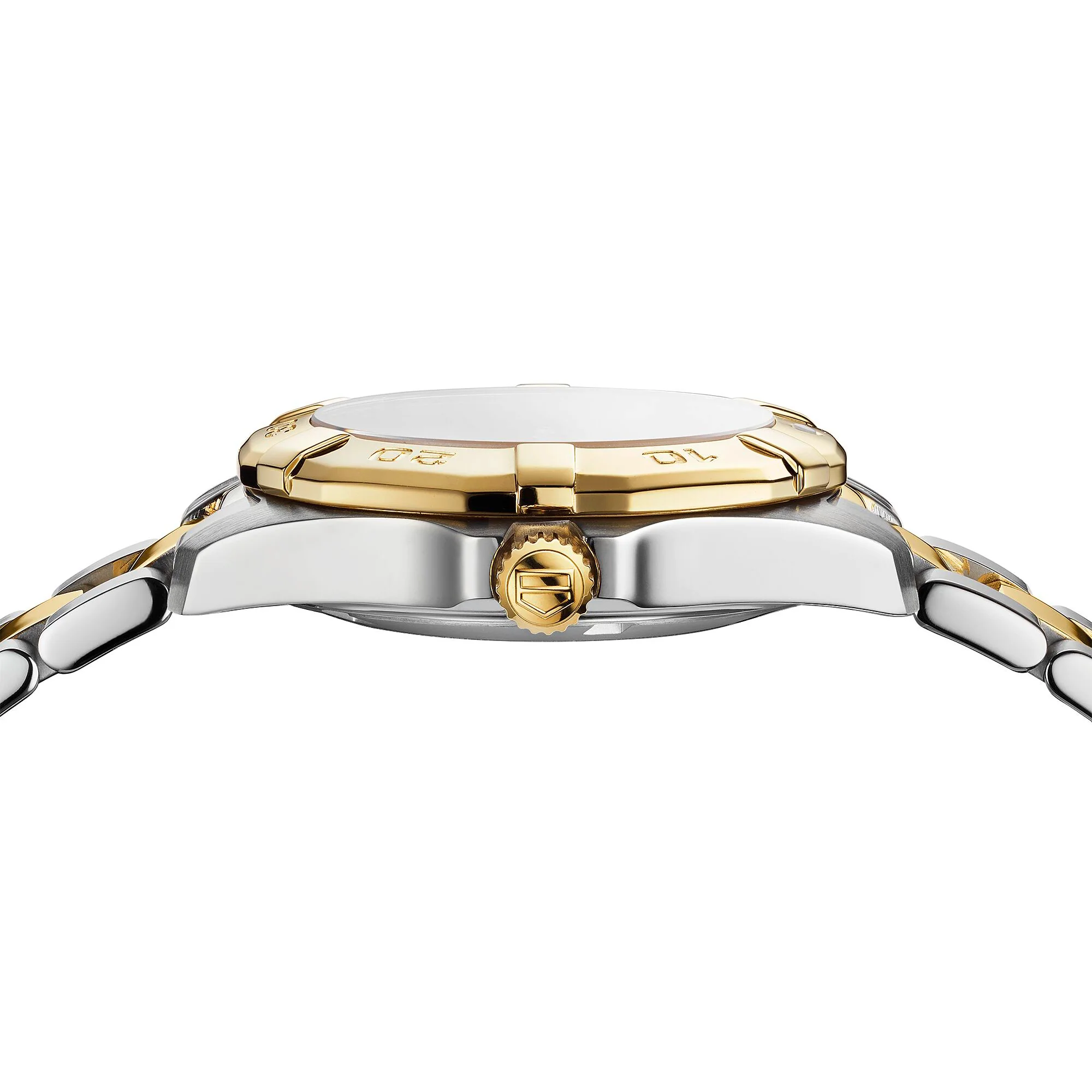 TAG Heuer Aquaracer Ladies' Quartz Movement Mother-of-Pearl Dial and Yellow Gold Bezel Watch - Image 3