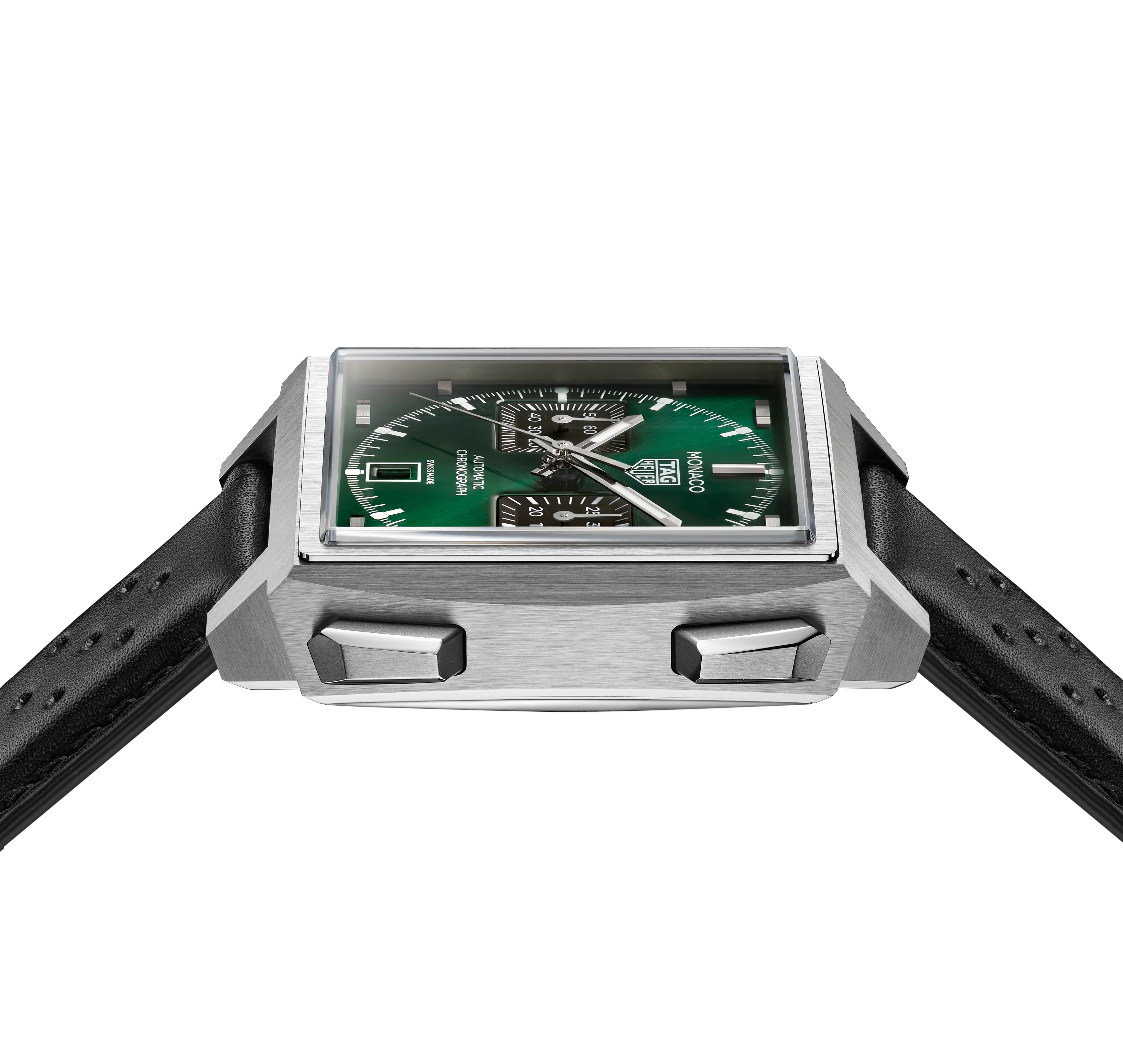 TAG Heuer Monaco Chronograph Watch with Sunray Brushed Green Dial - Image 3