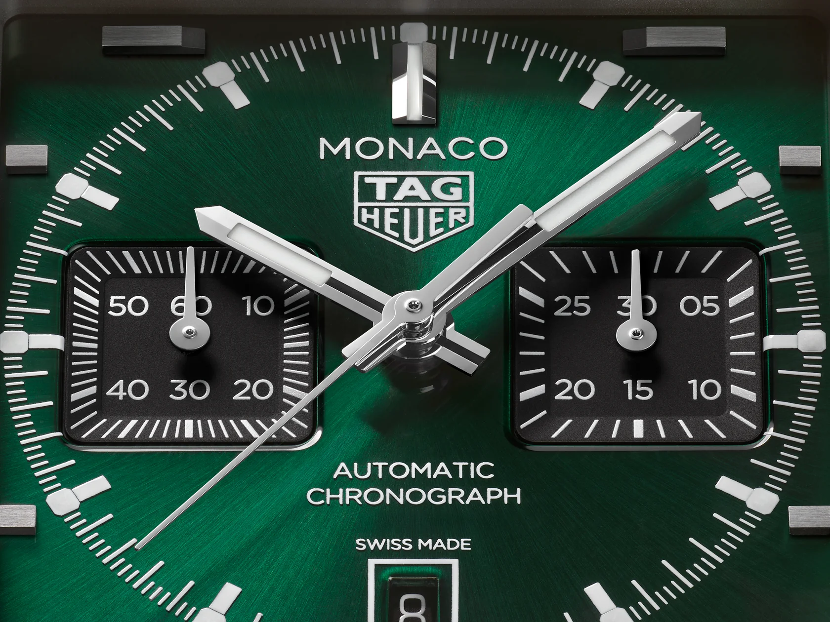 TAG Heuer Monaco Chronograph Watch with Sunray Brushed Green Dial - Image 5