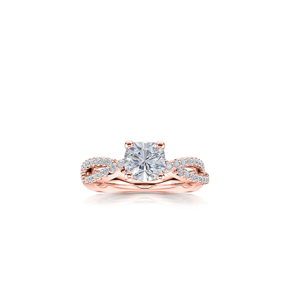 The Studio Collection 14K White Gold Cushion Cut Diamond Twist Shank Engagement Ring - Image 5