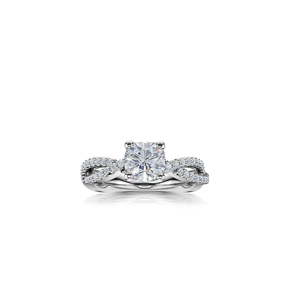 The Studio Collection 14K White Gold Cushion Cut Diamond Twist Shank Engagement Ring - Image 6