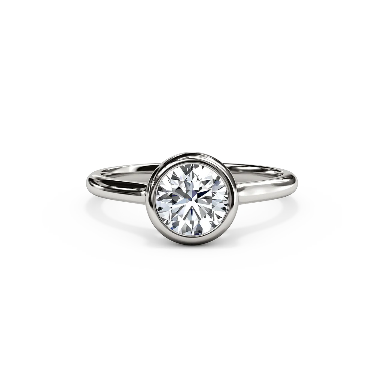 The Studio Collection Bezel Set Round Diamond Solitaire Engagement Ring in Platinum