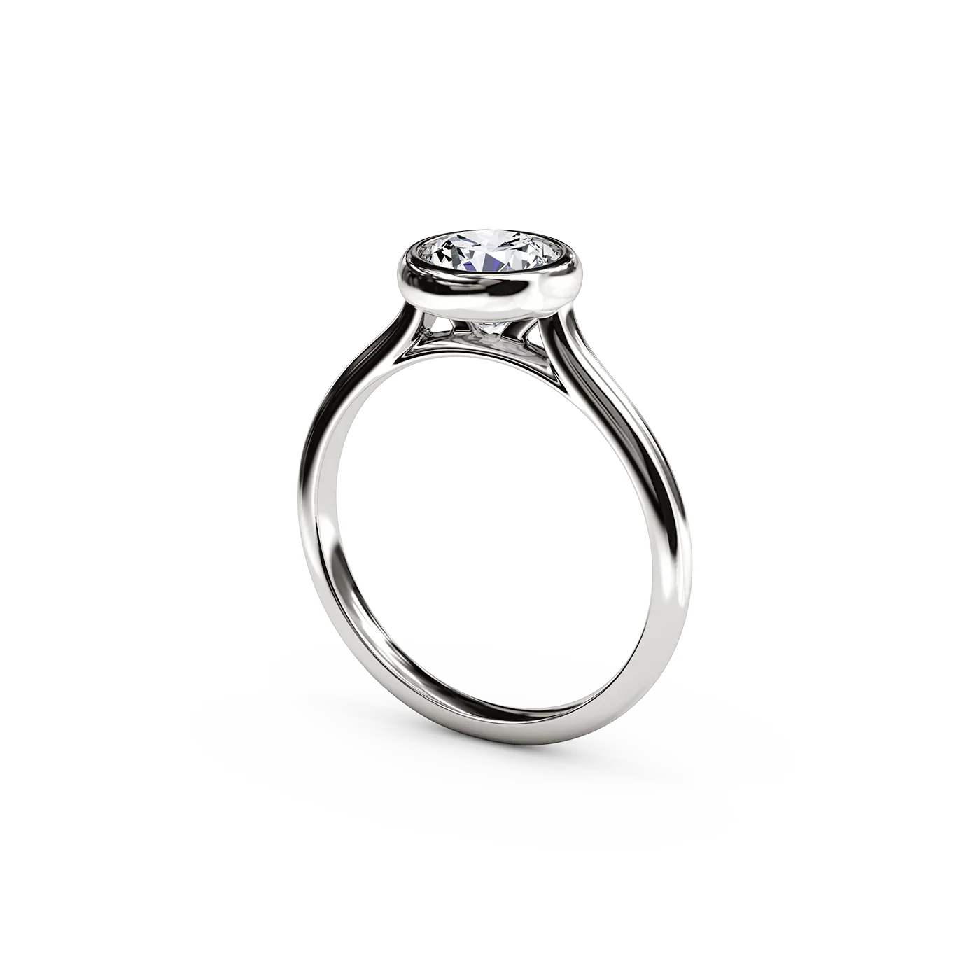 The Studio Collection Bezel Set Round Diamond Solitaire Engagement Ring in Platinum - Image 2