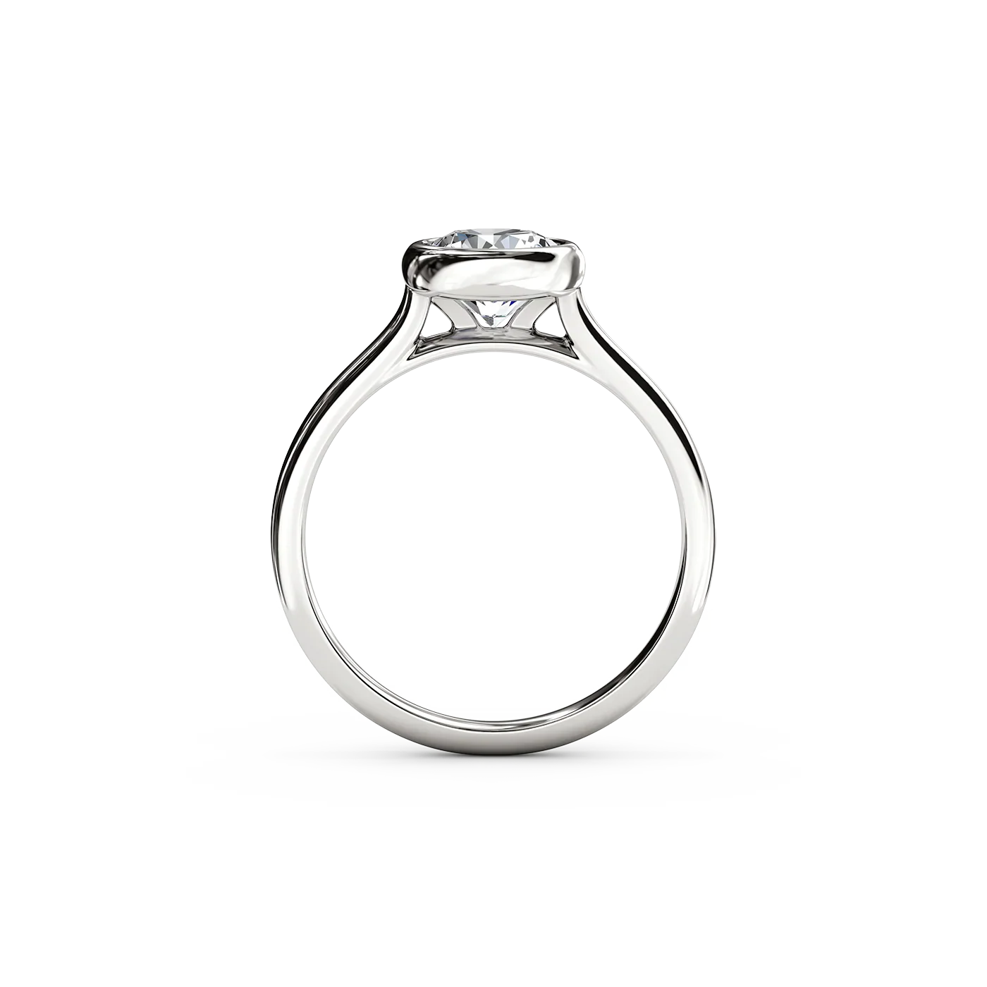 The Studio Collection Bezel Set Round Diamond Solitaire Engagement Ring in Platinum - Image 3