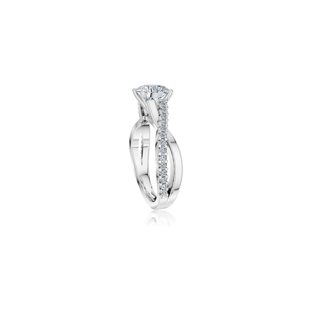 The Studio Collection Cushion Center Diamond Crossover Engagement Ring - Image 2