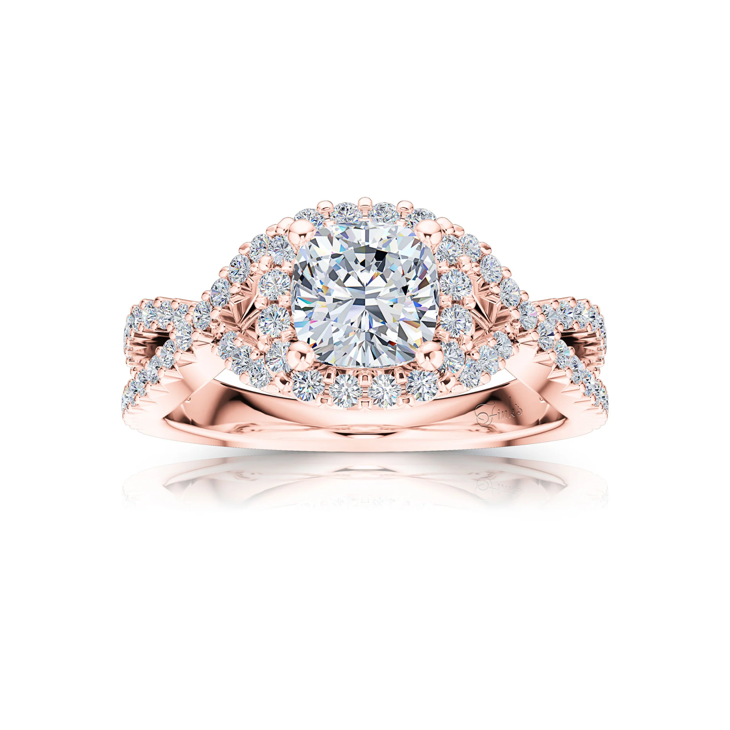The Studio Collection Cushion Center Diamond Twist Shank Engagement Ring - Image 5