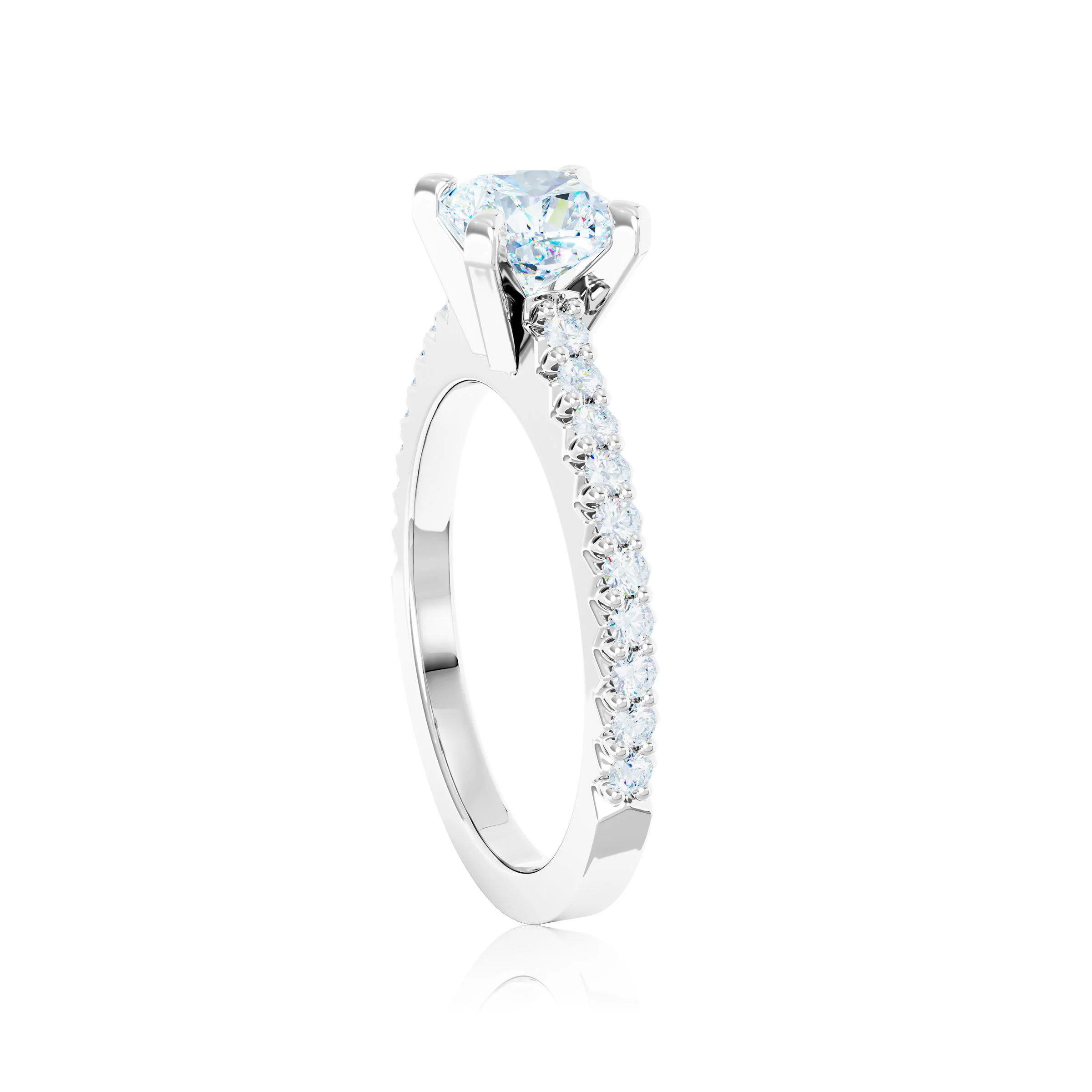 The Studio Collection Cushion Center Prong-Set Diamond and Diamond Pavé Shank Engagement Ring - Image 2