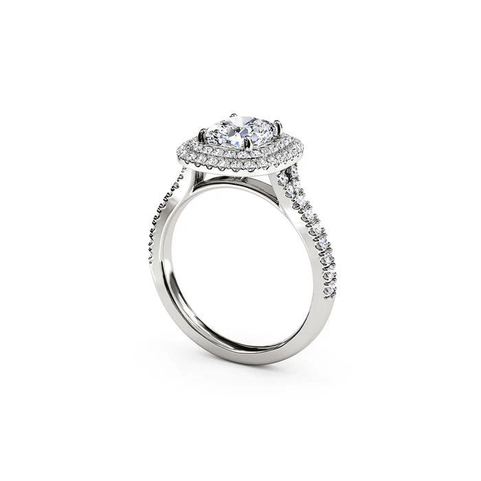 The Studio Collection Cushion Cut Center Diamond and Diamond Double Halo Engagement Ring - Image 2