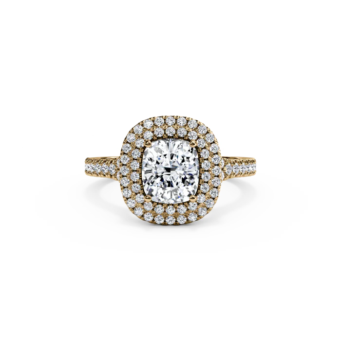 The Studio Collection Cushion Cut Center Diamond and Diamond Double Halo Engagement Ring - Image 4