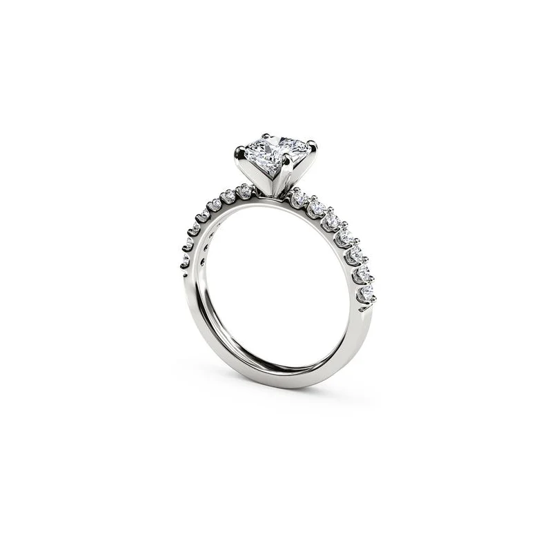 The Studio Collection Cushion Cut Center Diamond and Diamond Shank Engagement Ring - Image 2