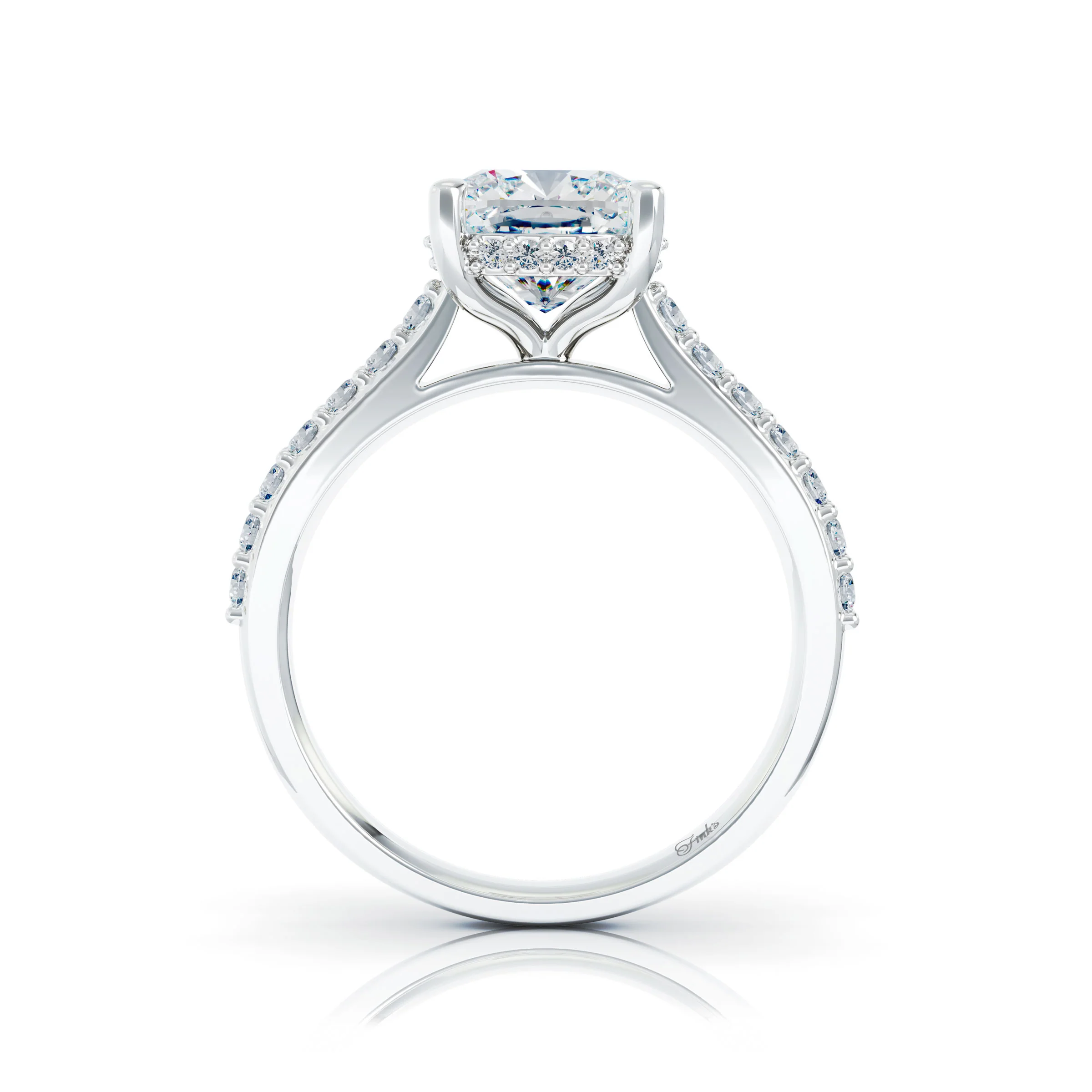 The Studio Collection Cushion Cut Center Diamond with Diamond Gallery and Shank Engagement Ring - Image 3