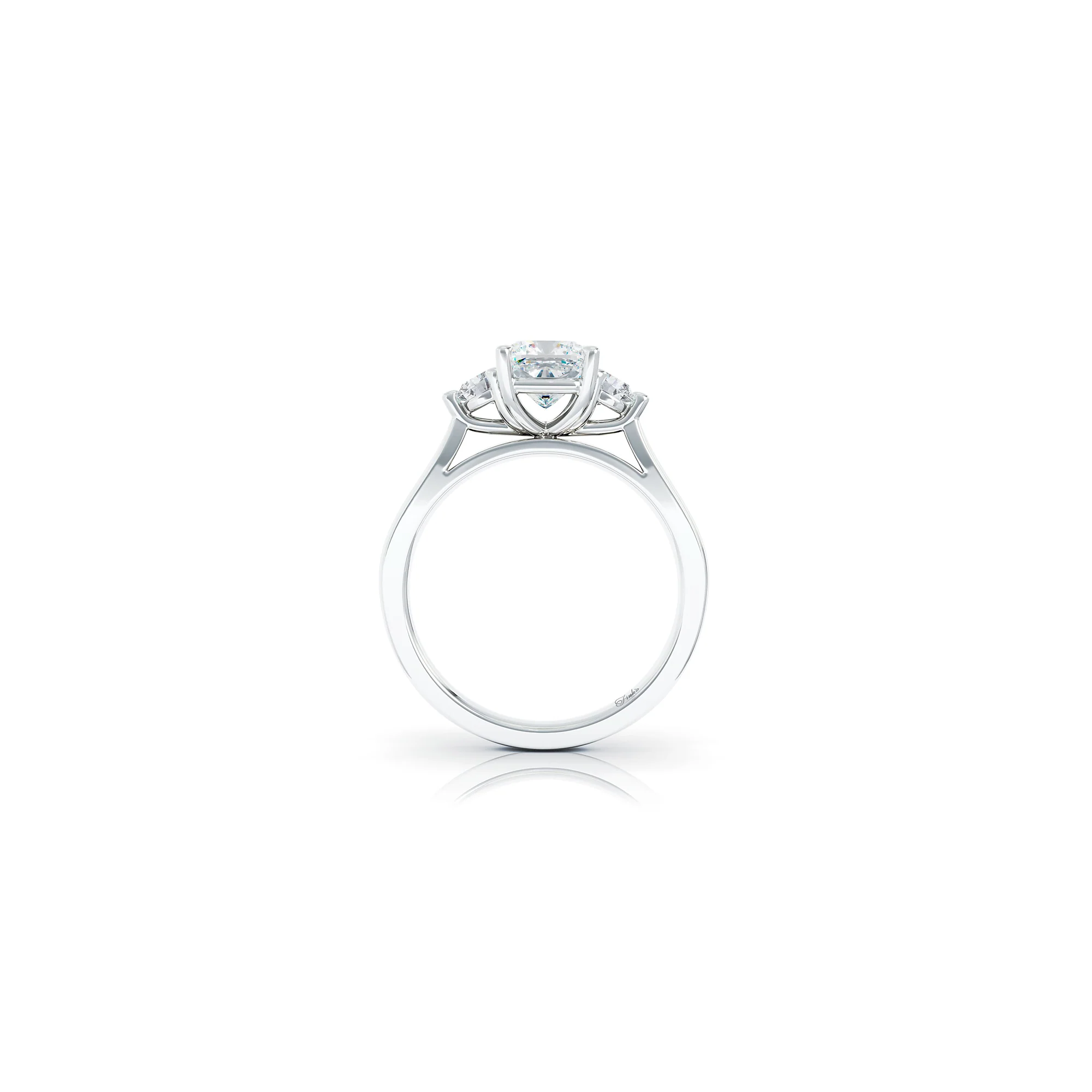 The Studio Collection Cushion Cut Center Diamond with Side Diamond Accents Engagement Ring - Image 3