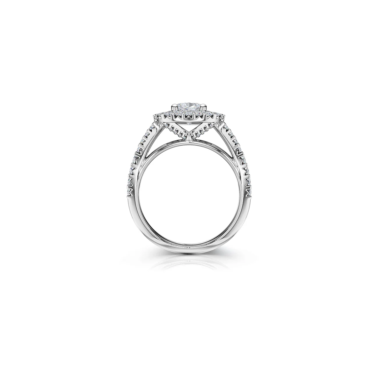 The Studio Collection Cushion Cut Diamond Double Halo Split Shank Engagement Ring - Image 3