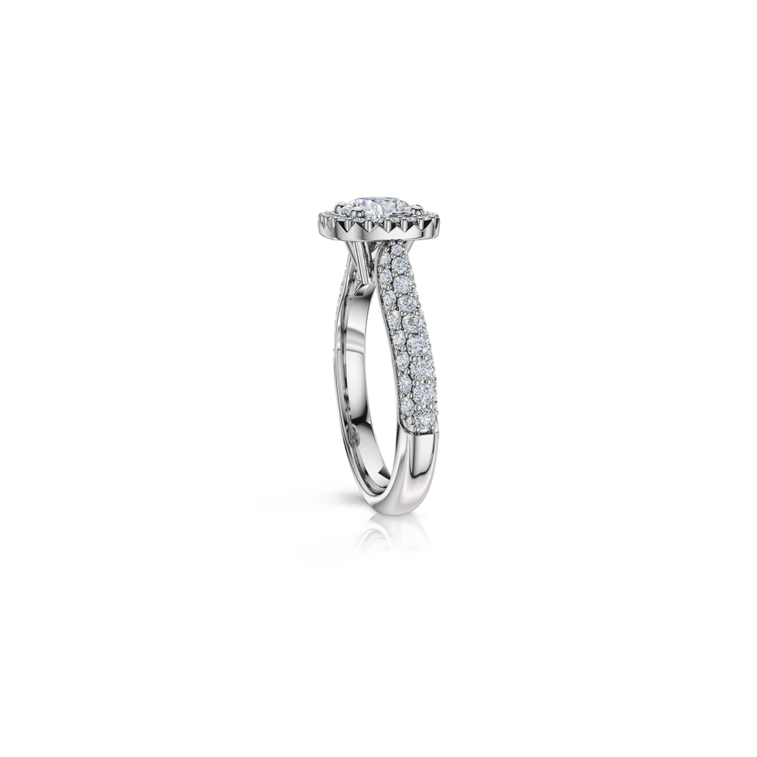 The Studio Collection Cushion Cut Diamond Halo Pavé Shank Engagement Ring - Image 2