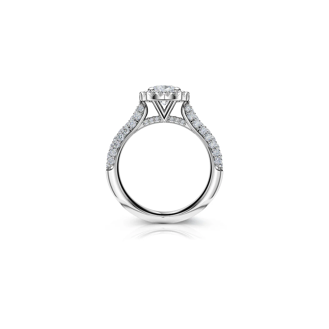 The Studio Collection Cushion Cut Diamond Halo Pavé Shank Engagement Ring - Image 3