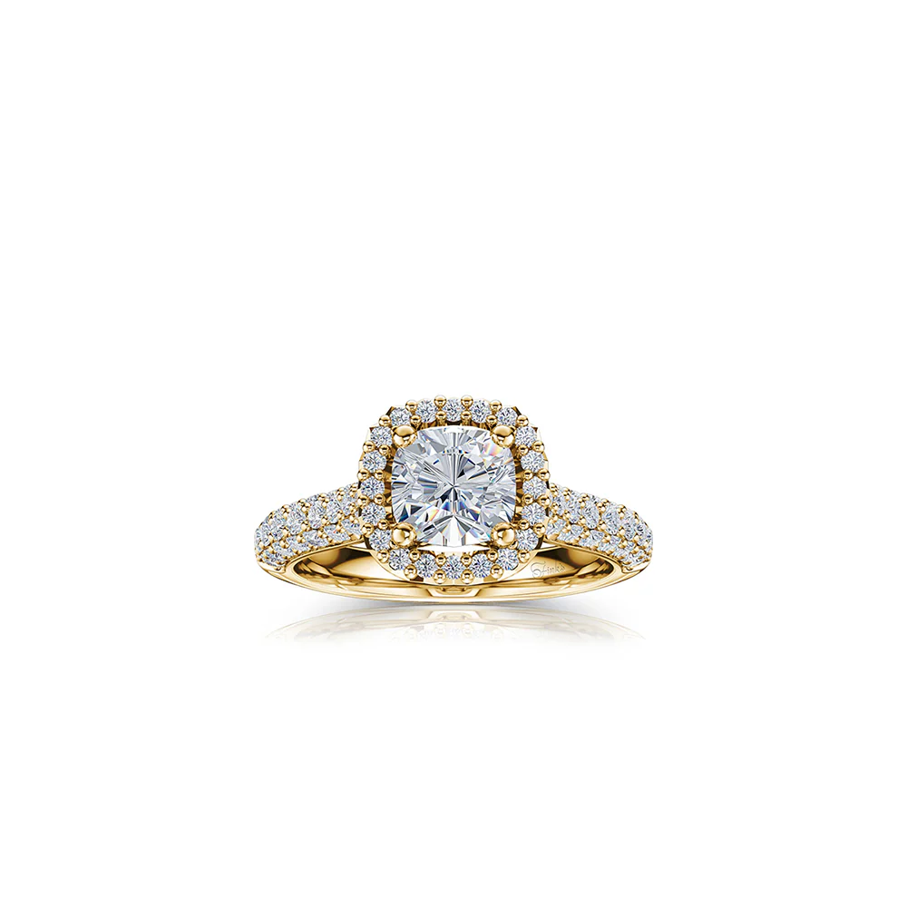 The Studio Collection Cushion Cut Diamond Halo Pavé Shank Engagement Ring - Image 4