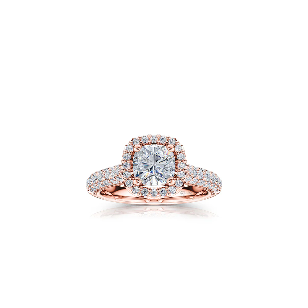 The Studio Collection Cushion Cut Diamond Halo Pavé Shank Engagement Ring - Image 5