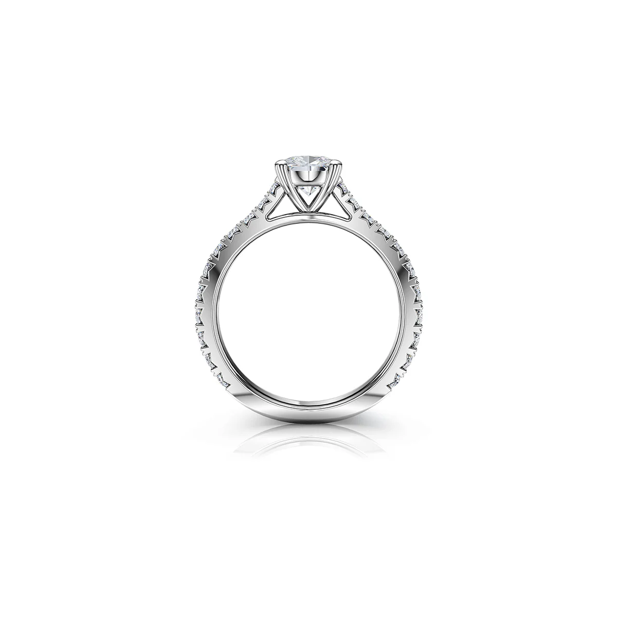 The Studio Collection Cushion Cut Diamond Shank Accent Engagement Ring - Image 3