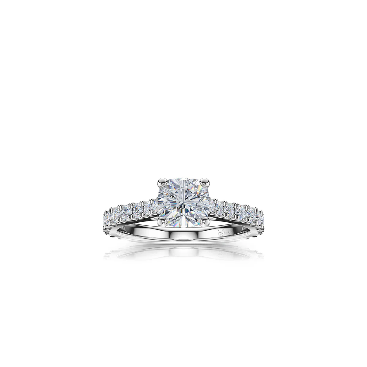 The Studio Collection Cushion Cut Diamond Shank Accent Engagement Ring - Image 6