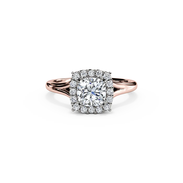 The Studio Collection Cushion Diamond Halo and Classic Shank Engagement Ring - Image 5