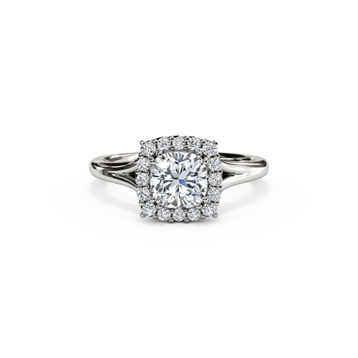 The Studio Collection Cushion Diamond Halo and Classic Shank Engagement Ring - Image 6