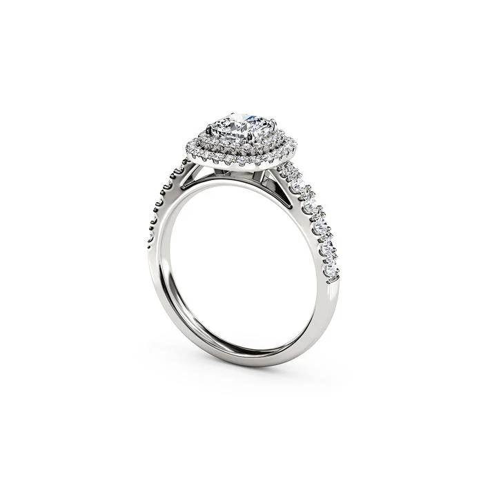 The Studio Collection Cushion Cut Diamond Double Halo Engagement Ring - Image 2