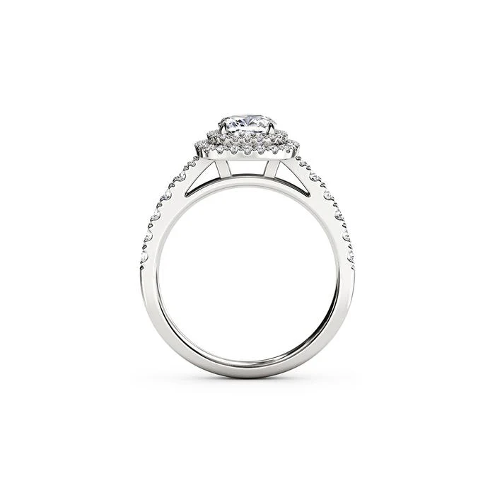 The Studio Collection Cushion Cut Diamond Double Halo Engagement Ring - Image 3