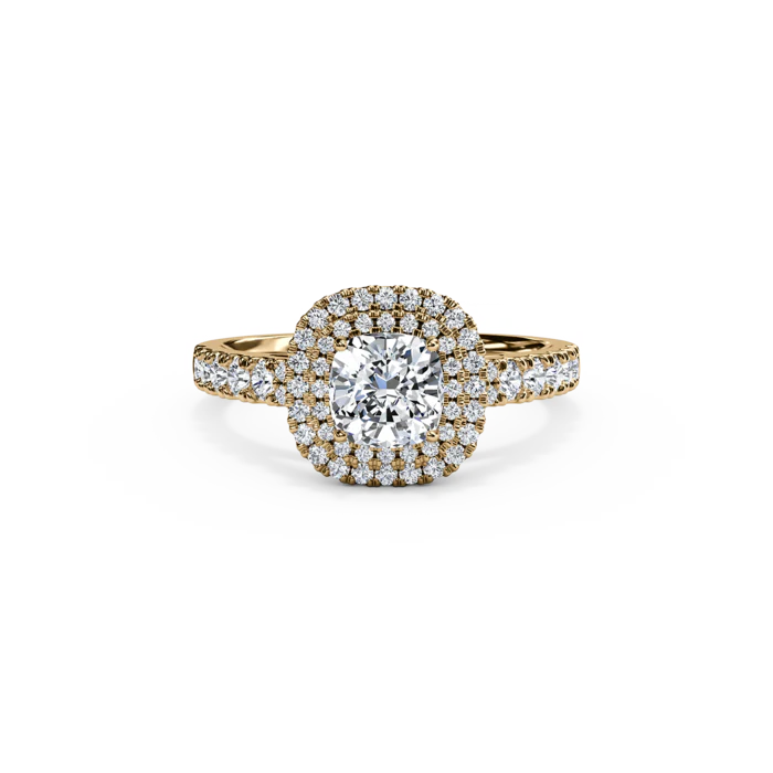 The Studio Collection Cushion Cut Diamond Double Halo Engagement Ring - Image 4