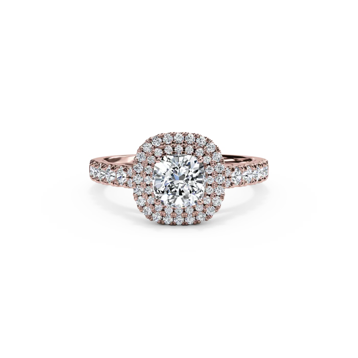 The Studio Collection Cushion Cut Diamond Double Halo Engagement Ring - Image 5
