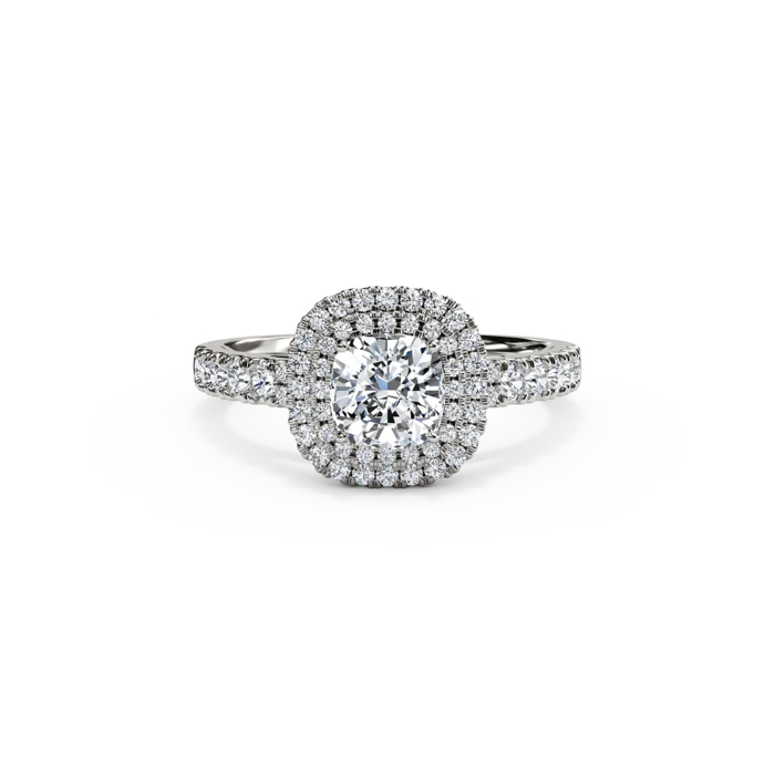 The Studio Collection Cushion Cut Diamond Double Halo Engagement Ring - Image 6