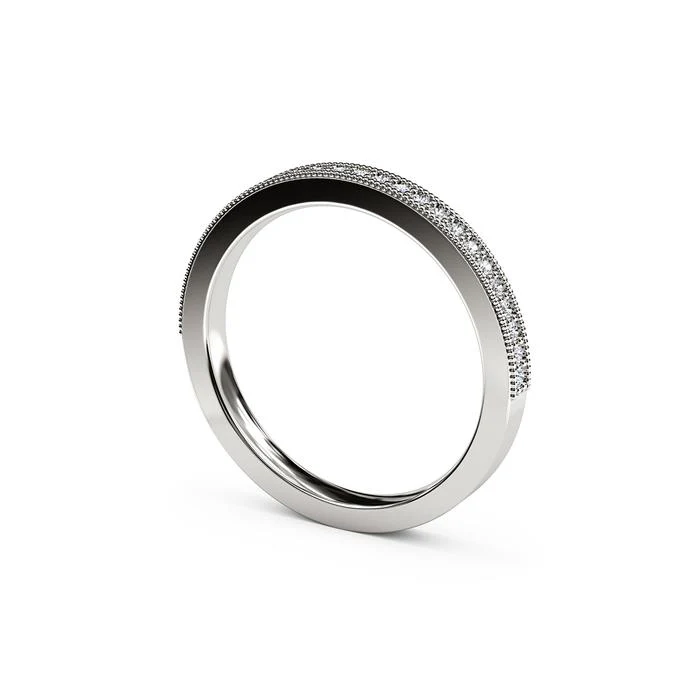 The Studio Collection Diamond Half-Way Wedding Band with Milgrain Edge - Image 2